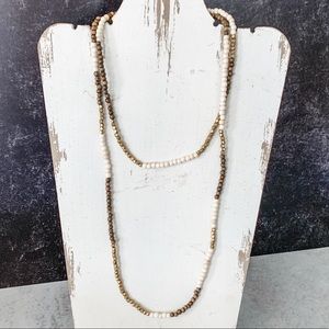 NWT Stone+Stick by Lenny & Eva Wood & Brass Bead Necklace 46”